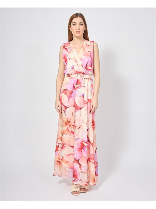 MDM Women's Long Dress with Floral Pattern MADEMOISELLE DU MONDE | F591-MDM4009GISELLE